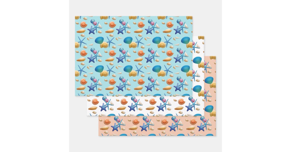 Colourful Seashells Coastal Wrapping Paper Sheet | Zazzle
