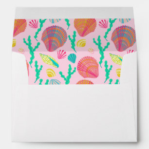 Colourful Seashells Pattern Beach Wedding Bridal Envelope