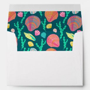 Colourful Seashells Pattern Beach Wedding Party  Envelope