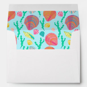 Colourful Seashells Pattern Beach Wedding Party Envelope