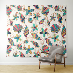 Colourful seashells pattern tapestry
