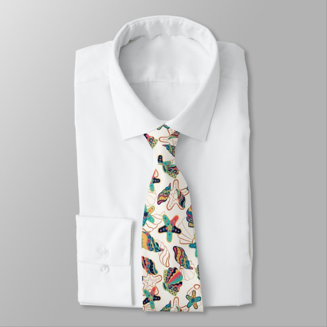 Colourful seashells pattern tie (Tied)
