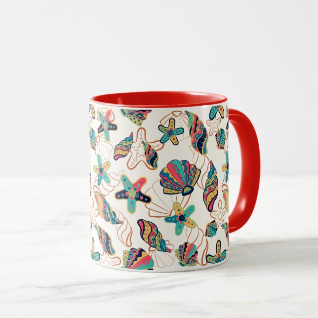 Colourful Seashells seamless pattern Mug (Front Right)