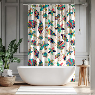 Colourful seashells seamless pattern shower curtain
