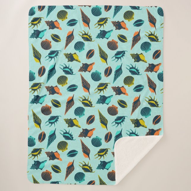 Colourful seashells sherpa blanket (Front)