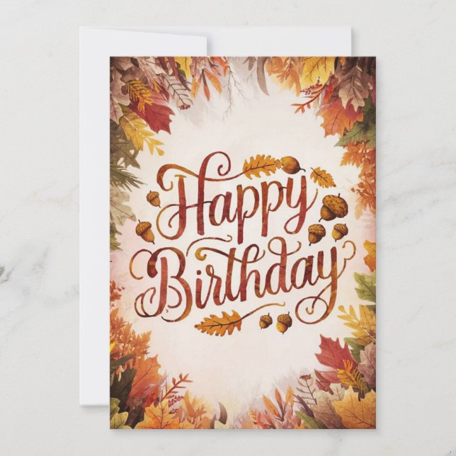 Colourful Season Autumn Fall Happy Birthday Card (Front)