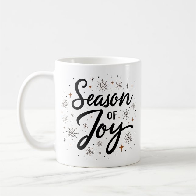 Colourful Season Of Joy Elegant Script Christmas Coffee Mug (Left)