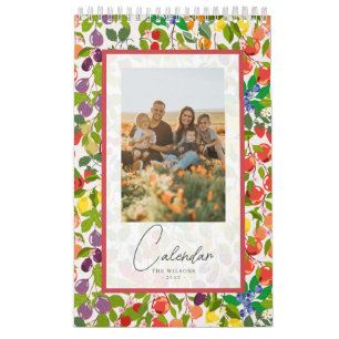 Colourful Seasonal Fruit Pattern Family Photo Calendar