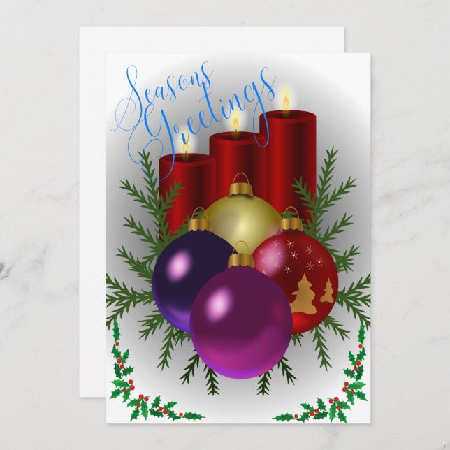 Colourful Seasons Greetings   Holiday Card (Front/Back)