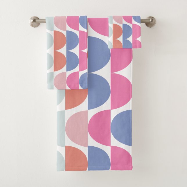 Colourful Semi Circle Abstract Geometric Pattern  Bath Towel Set (Insitu)