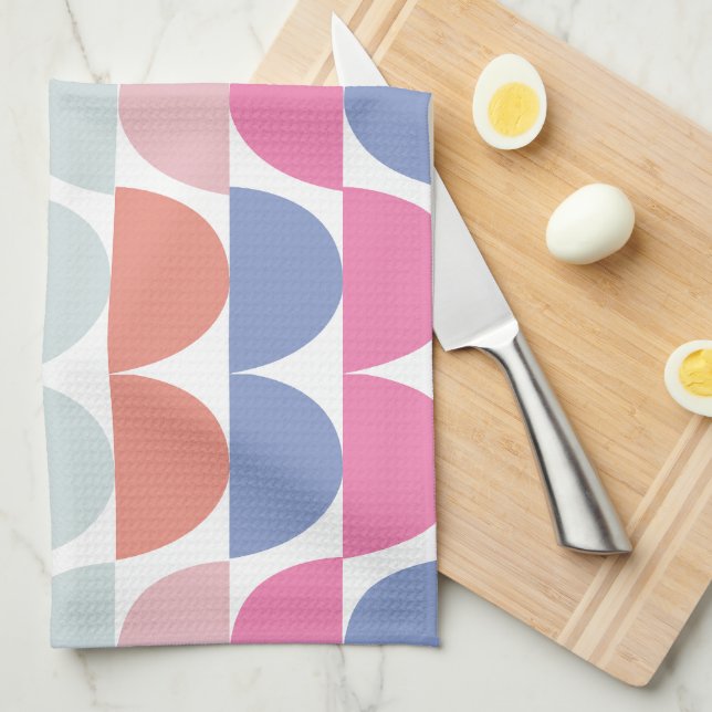 Colourful Semi Circle Abstract Geometric Pattern  Tea Towel (Quarter Fold)
