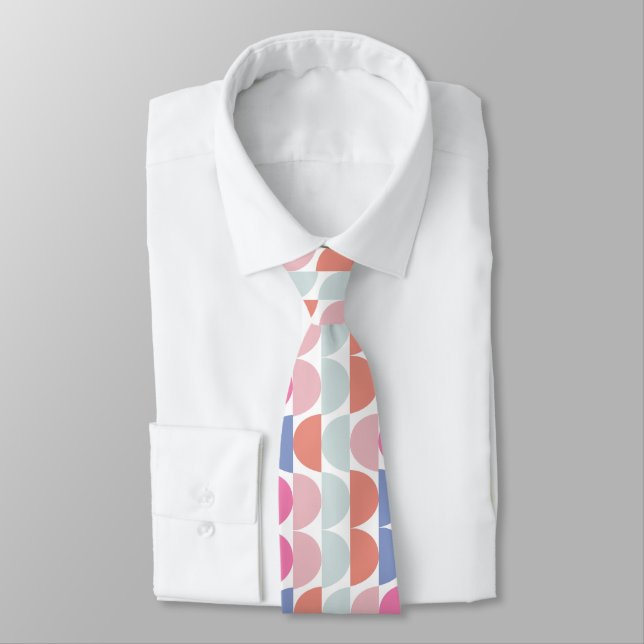 Colourful Semi Circle Abstract Geometric Pattern  Tie (Tied)