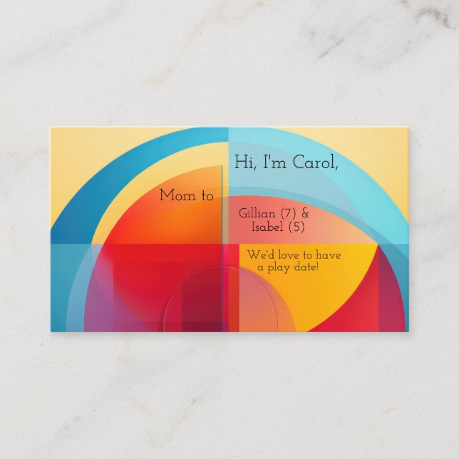 Colourful semi-circle shapes Business Card (Front)
