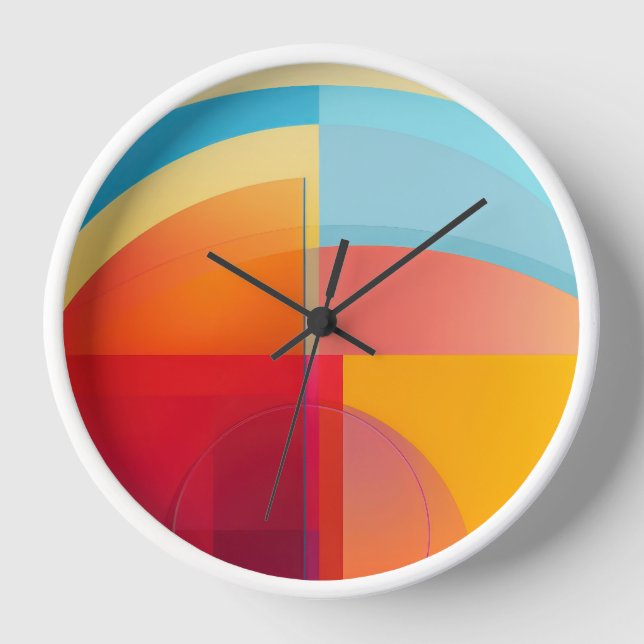 Colourful semi-circle shapes clock (Front)