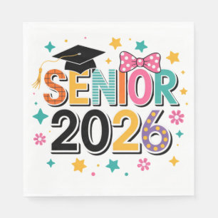 Colourful Senior Year Celebration Design Napkin