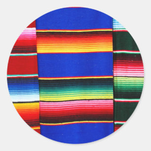 Colourful serape stripes classic round sticker