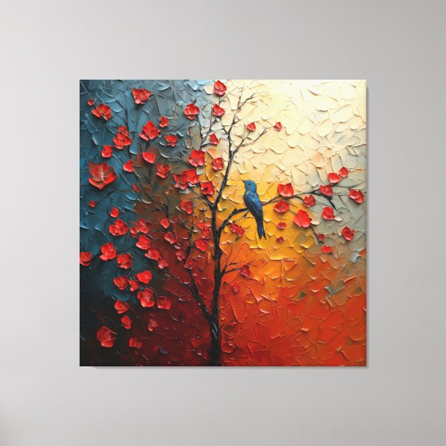 🎨🐦🌹 “Colourful Serenade” 🌅 Canvas Print (Front)