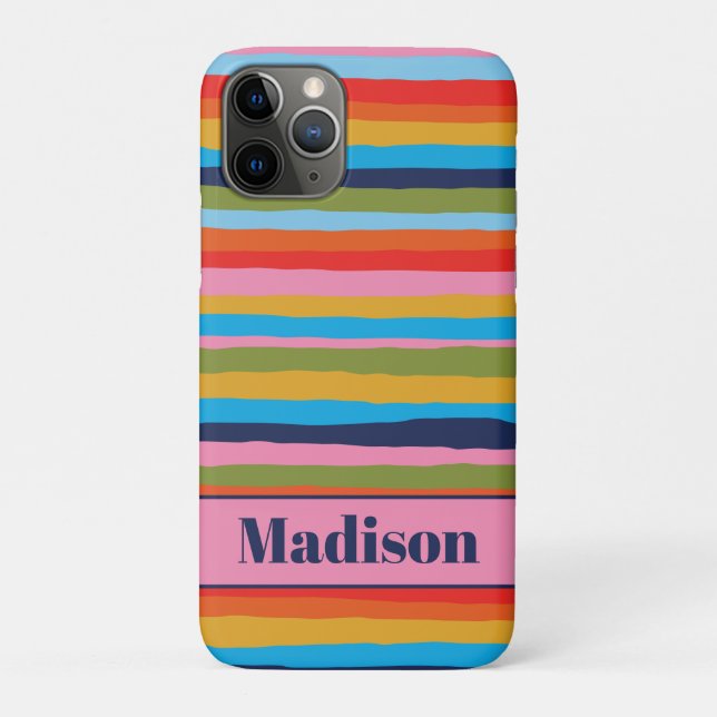 Colourful Serrate Stripes Pattern Personalised  Case-Mate iPhone Case (Back)