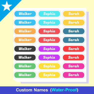 Colourful Set of 24 Tags - Stylish Name Stickers
