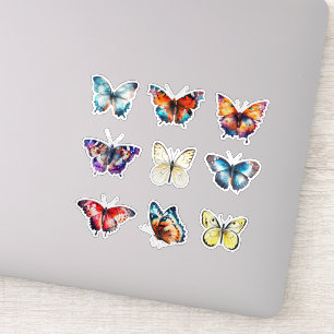 Colourful Set of 9 Butterflies Sticker