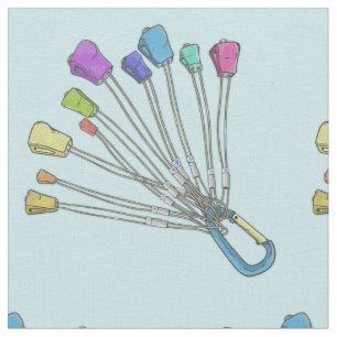 Colourful set of rock climbing nuts fabric
