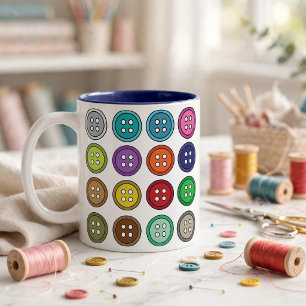 Colourful Sewing Buttons Fashion Tailor  Two-Tone Coffee Mug