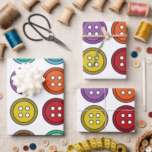 Colourful Sewing Buttons Tailor Birthday Wrapping Paper Sheet