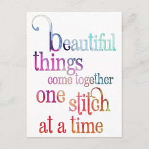 Colourful Sewing Embroidery Knitting Quote Postcard