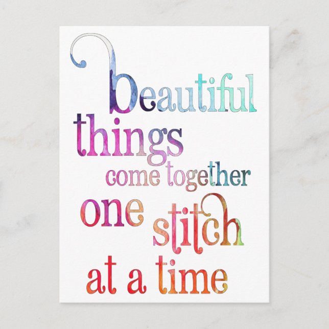 Colourful Sewing Embroidery Knitting Quote Postcard (Front)