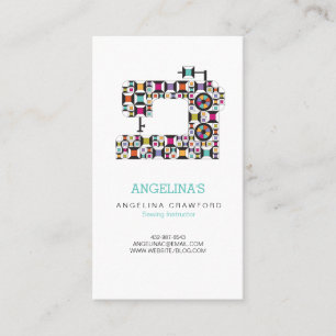 Colourful Sewing Machine Quilt Pattern Business Card