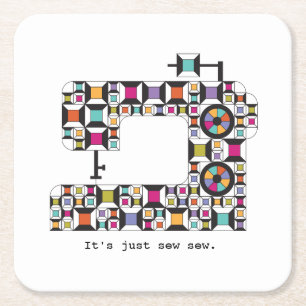 Colourful Sewing Machine Quilt Pattern Coaster