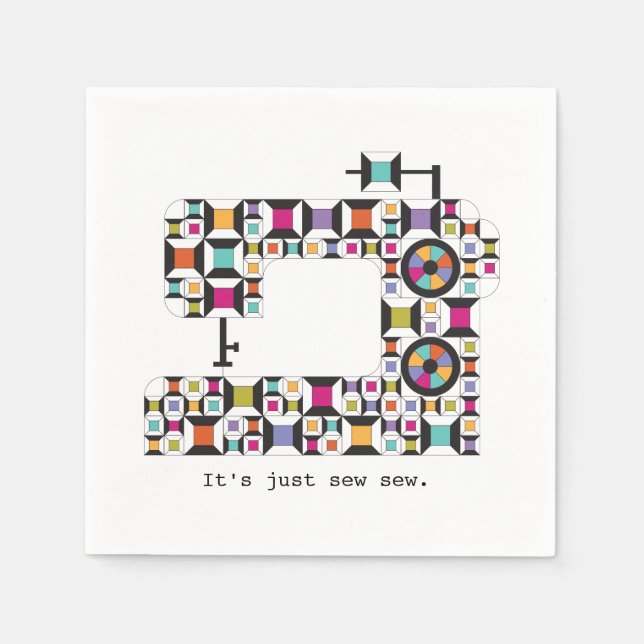 Colourful Sewing Machine Quilt Pattern Coaster Napkin (Front)
