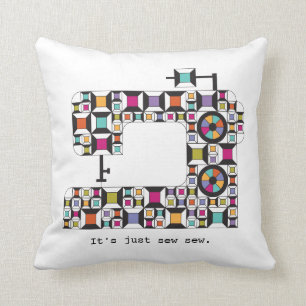 Colourful Sewing Machine Quilt Pattern Cushion