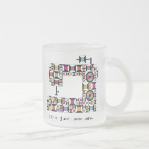 Colourful Sewing Machine Quilt Pattern Frosted Mug