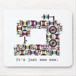 Colourful Sewing Machine Quilt Pattern Mousepad