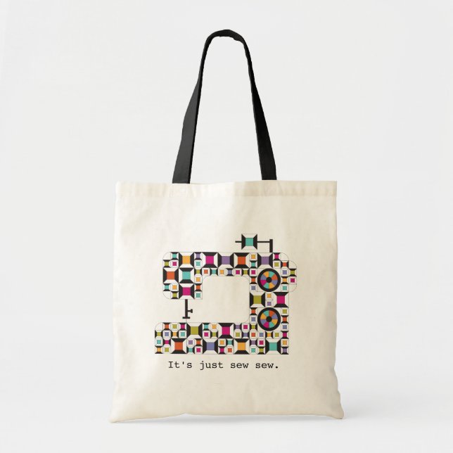 Colourful Sewing Machine Quilt Pattern Tote Bag (Front)