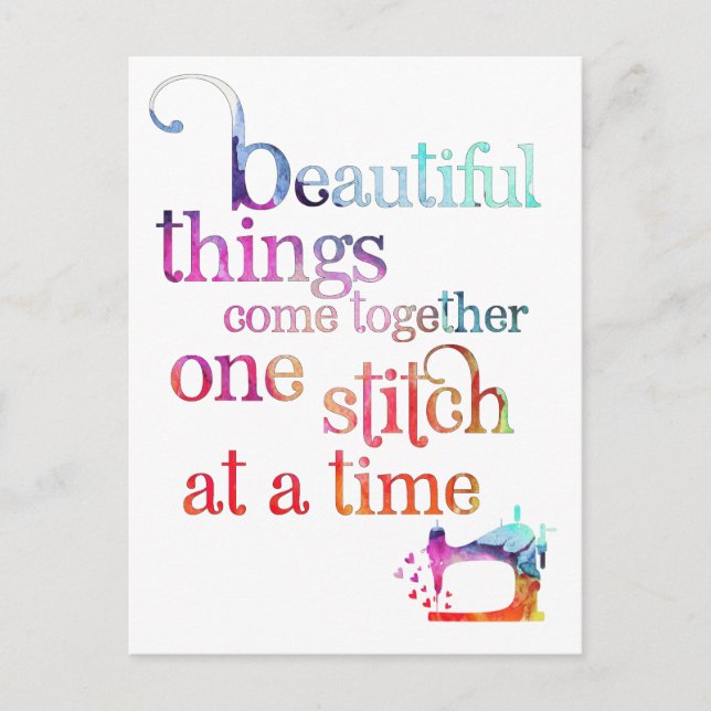 Colourful Sewing Quote Postcard (Front)