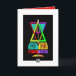 Colourful Shabbat Shalom Menorah In Magen David Card<br><div class="desc">Declaring Shabbat Shalom in English and Hebrew is this very-colourful menorah within a multi-hued Magen David. Interior is bordered and coordinated for your writing pleasure. ~ karyn</div>