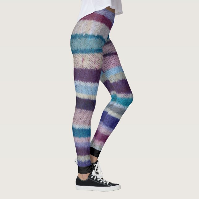 colourful shabby chic hand knitted bold stripes leggings (Right)