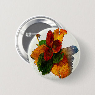 Colourful shades of autumn leaves   6 cm round badge