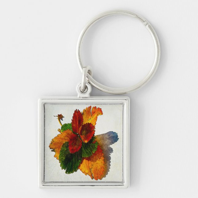 Colourful shades of autumn leaves  key ring (Front)