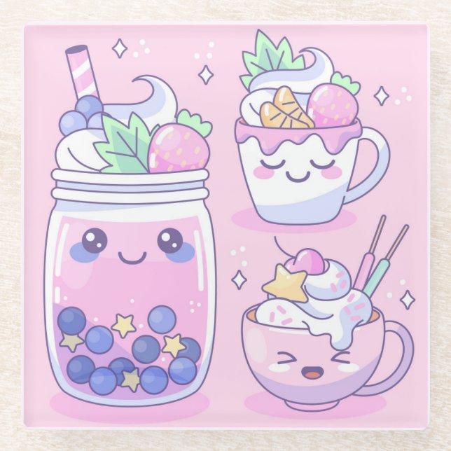 Colourful Shakes Glass Coaster (Front)