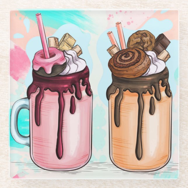 Colourful Shakes Glass Coaster (Front)