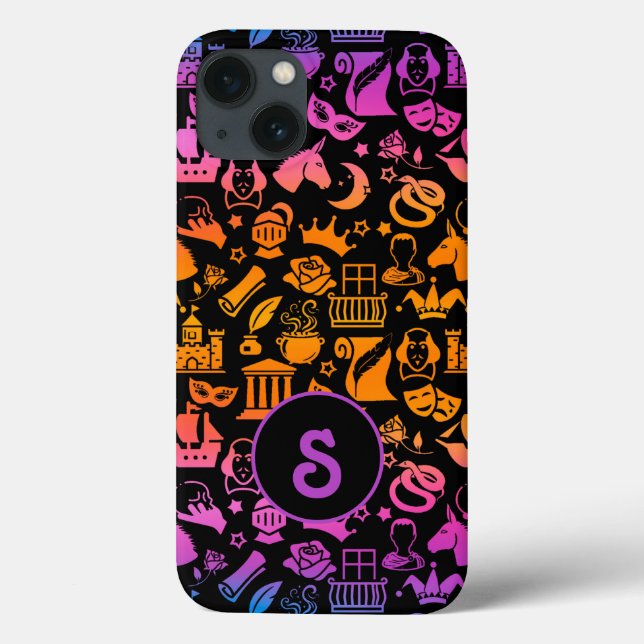 Colourful Shakespeare Icons on Black Case-Mate iPhone Case (Back)