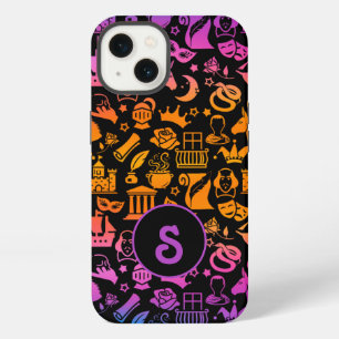 Colourful Shakespeare Icons on Black iPhone 13 Case