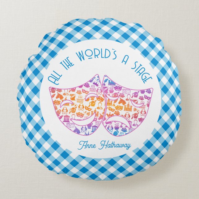 Colourful Shakespeare Icons Personalised Pillow (Front)