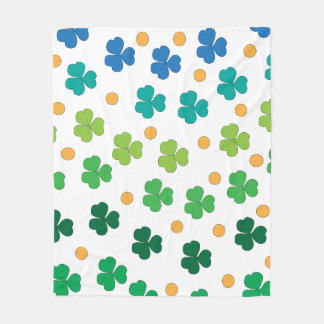 Colourful Shamrock Clover Leaves Seamless Pattern Fleece Blanket