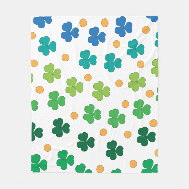 Colourful Shamrock Clover Leaves Seamless Pattern  Fleece Blanket (Front)