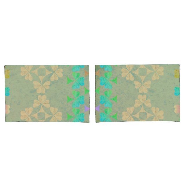 Colourful Shamrocks on Grey pillow cases (Front-Set)