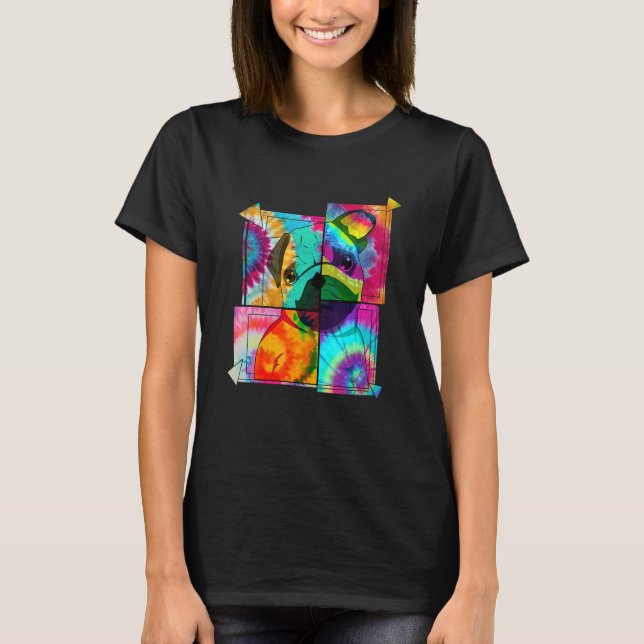 Colourful Shape Of Pug Dog In Mirrors Portrait Car T-Shirt (Front)
